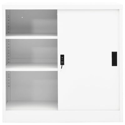vidaXL kontorikapp liuguksega, valge, 90 x 40 x 90 cm, teras
