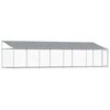 vidaXL koeraaedik, katuse ja uksega, hall, 8x2x2 m, tsingitud teras
