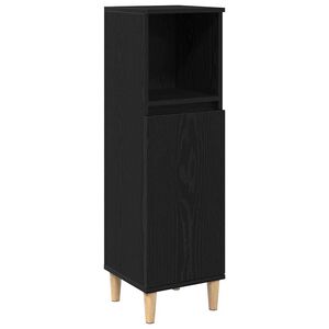 vidaXL Vannitoakapp riiuliga Must tamm 30 x 30 x 100 cm Tehispuit