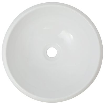 vidaXL keraamiline vannitoa valamu koos segistiga, ümmargune, valge