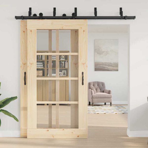 vidaXL liugukse tarvikute komplekt 213,5 cm terasest, must