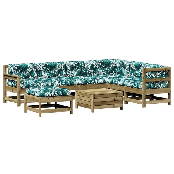 vidaXL 8-osaline aiam&ouml;&ouml;bli komplekt patjadega, immutatud m&auml;nnipuit