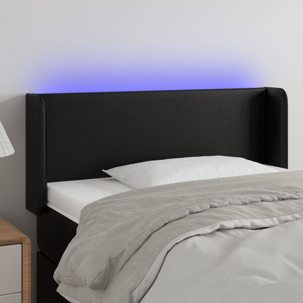 vidaXL LED-voodipeats, must, 103x16x78/88 cm, kunstnahk