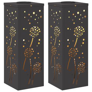 vidaXL P&auml;ikese LED k&auml;igutee tuli 2 pcs Must K&uuml;lmvaltsitud teras