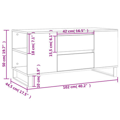 vidaXL kohvilaud, suitsutatud tamm, 102x44,5x50 cm, tehispuit