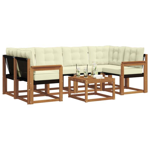 vidaXL V&auml;li diivanikomplekt padjaga 7 pcs Looduslik ja kreem