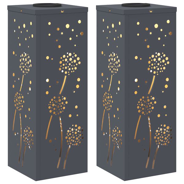 vidaXL P&auml;ikese LED k&auml;igutee tuli 2 pcs Antratsiit K&uuml;lmvaltsitud teras