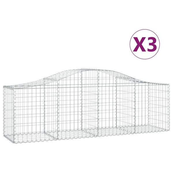 vidaXL kaarekujulised gabioonkorvid 3 tk, 200x50x60/80 cm, raud