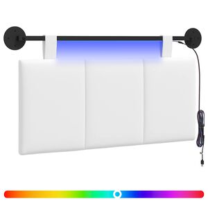 vidaXL Rippuv voodipeats LED-valgustusega Valge kangas