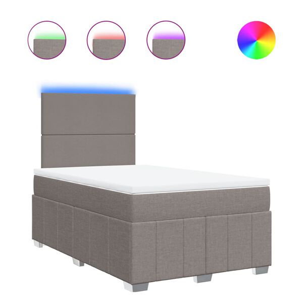 vidaXL kontinentaalvoodi madratsiga, pruunikashall, 120x200 cm, kangas