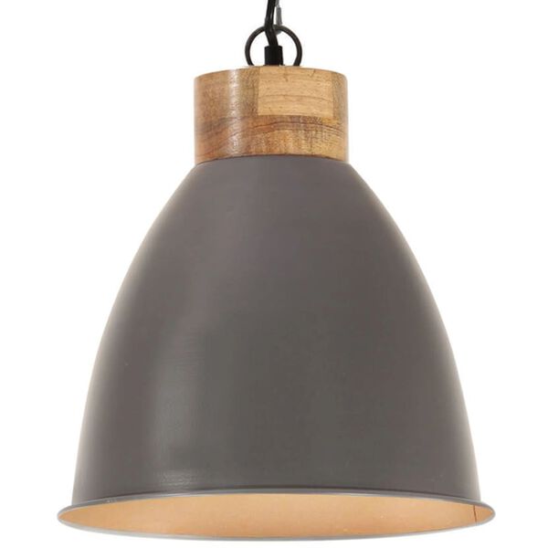 vidaXL t&ouml;&ouml;stuslik laelamp, hall, raud ja t&auml;ispuit, 35 cm, E27