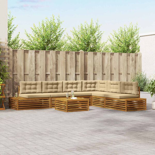 vidaXL V&auml;li diivanikomplekt padjaga 7 T&uuml;kk Looduslik ja beež