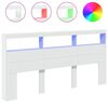 vidaXL voodipeatsi kapp LED-tuledega, valge, 200x17x102 cm