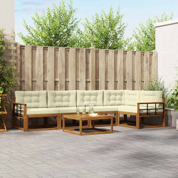 vidaXL V&auml;li diivanikomplekt padjaga 6 pcs Looduslik ja kreem