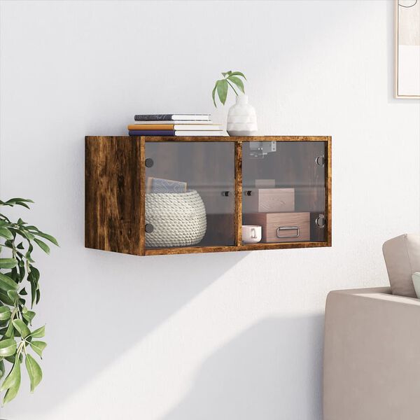 vidaXL klaasustega seinakapp, suitsutatud tamm, 68,5 x 37 x 35 cm