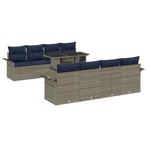 vidaXL Aia Diivanikomplekt padjaga 9 pcs Hall Pol&uuml; Rattan