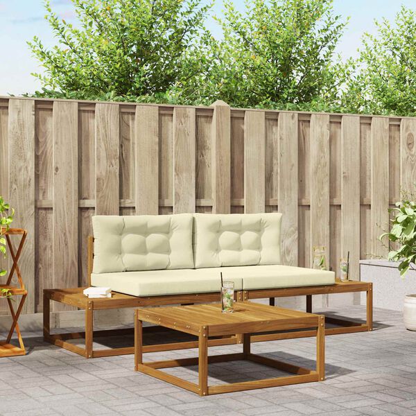 vidaXL V&auml;li diivanikomplekt padjaga 3 T&uuml;kk Looduslik ja kreem