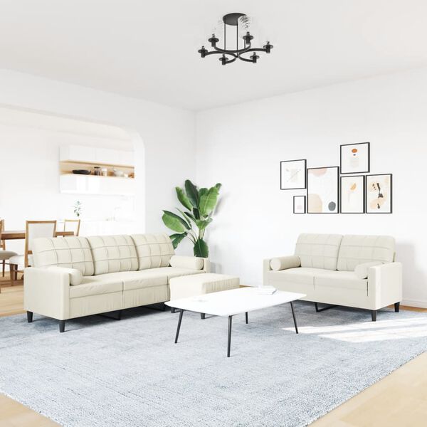 vidaXL 3-osaline diivanikomplekt patjadega, kreemjas, samet