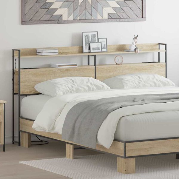 vidaXL Hoiustamispeatoe riiuliga peaga Sonoma tamm 180 cm Tehispuit