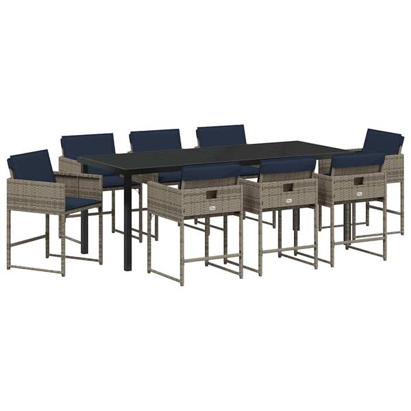 vidaXL Aia s&ouml;&ouml;gilaudade komplekt padjaga 9 pcs Hall pol&uuml;rotang