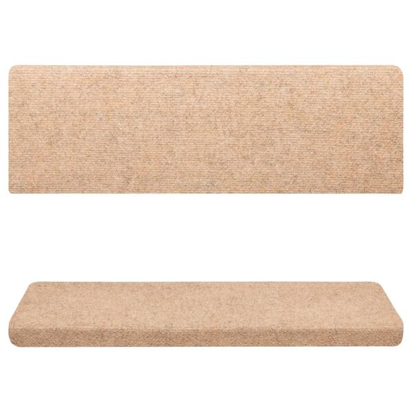 vidaXL trepimatid, isekleepuvad, 15 tk, 65 x 21 x 4 cm, kreemikad, ristkülikukujulised servad