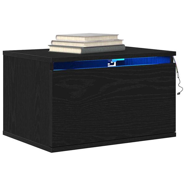 vidaXL Seinale kinnitatav &ouml;&ouml;kapp Must tamm 50 x 36 x 30 cm Tehispuit