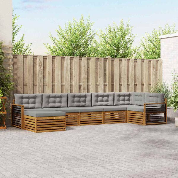 vidaXL Diivanikomplektid 7 pcs Looduslik ja Hele Hall Tugev akatsiapuu