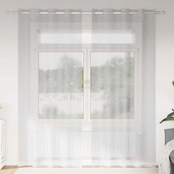 vidaXL Voile Kardin kardinatega 2 pcs Helehall 225 x 140 cm Polüester