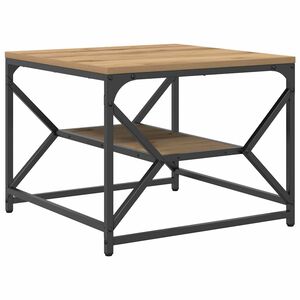 vidaXL Kohvilaud K&auml;sit&ouml;&ouml;puu 51 x 50 x 40 cm T&ouml;&ouml;deldud puit ja teras