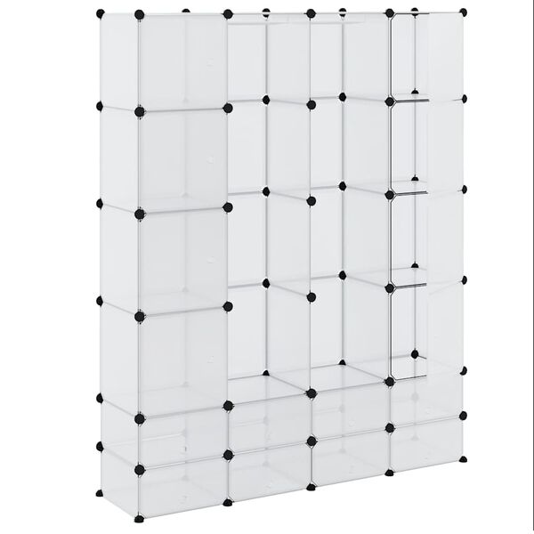 vidaXL modulaarne kapp 18 sektsiooni, valge 37 x 146 x 180,5 cm