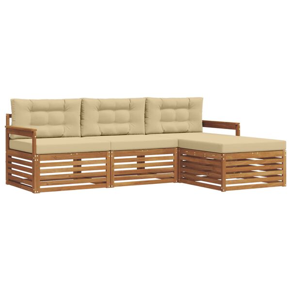 vidaXL V&auml;li diivanikomplekt padjaga 4 pcs Looduslik ja beež