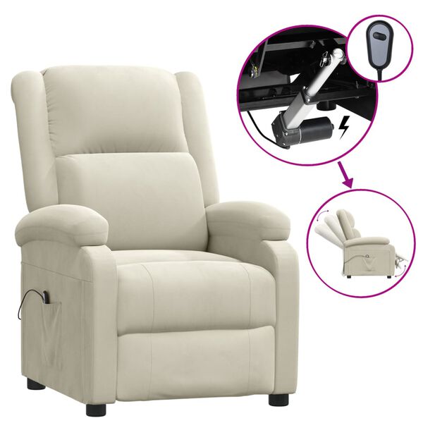 vidaXL elektriline tugitool, kreemjas, samet