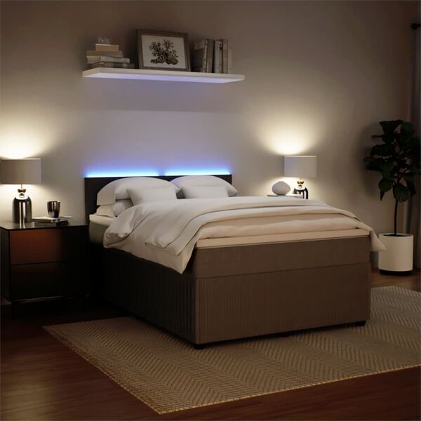 vidaXL kontinentaalvoodi madratsiga, helehall, 140x190 cm, samet