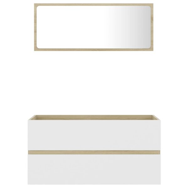 vidaXL 2-osaline vannitoamööblikomplekt, valge, Sonoma tamm, tehispuit