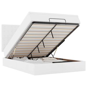 vidaXL Ottomani voodiraam madratsiga, valge, 140x200cm, kunstnahk