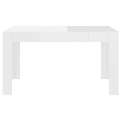 vidaXL söögilaud, kõrgläikega valge 140x74,5x76 cm puitlaastplaat