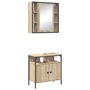 vidaXL Vannitoa m&ouml;&ouml;bleset riiuliga ladustamisega 2 pcs Pruun Tehispuit