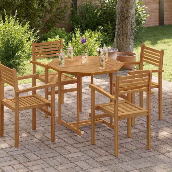 vidaXL lauaplaat, 90 x 90 x 2,5 cm, kaheksanurkne, tiikpuu