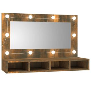vidaXL peegelkapp suitsutatud tamm LEDiga 90x31,5x62 cm