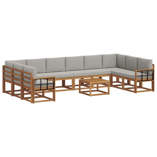 vidaXL V&auml;li diivanikomplekt padjaga 11 pcs Looduslik ja Hele Hall