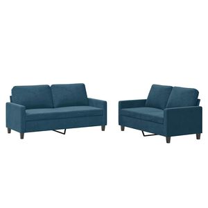vidaXL 2-osaline diivanikomplekt patjadega, sinine, samet