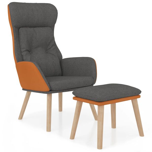 vidaXL puhketool jalapingiga, tumehall, kunstnahk ja kangas