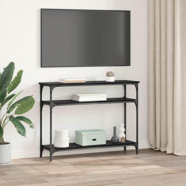 vidaXL Konsoollaud riiuliga Must tamm 100 x 29 x 75 cm Tehispuit