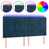 vidaXL LED-voodipeats, tumesinine, 200x5x118/128 cm, samet