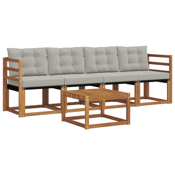 vidaXL V&auml;li diivanikomplekt padjaga 5 pcs Looduslik ja Hele Hall