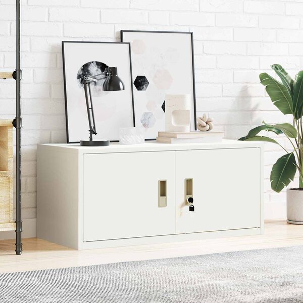 vidaXL Hoiukapp ladustamisega Valge 90 x 40 x 40 cm K&uuml;lmvalsitud teras