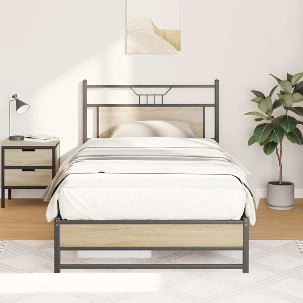 vidaXL peatsiga voodiraam, ilma madratsita, Sonoma tamm 100x200cm