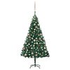 vidaXL valgustusega kunstkuusk kuulidega, roheline, 120 cm, PVC