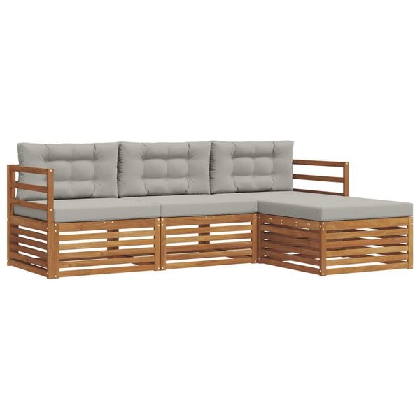 vidaXL V&auml;li diivanikomplekt padjaga 4 pcs Looduslik ja Hele Hall