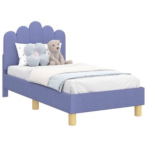 vidaXL Kuni 3-aastase voodi raam koos peatoega Jeans sinine kangas